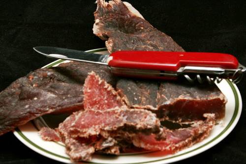 South African Beef Biltong Served on a Plate