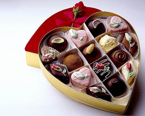 Assorted Chocolate Pieces in a Heart Shaped Box